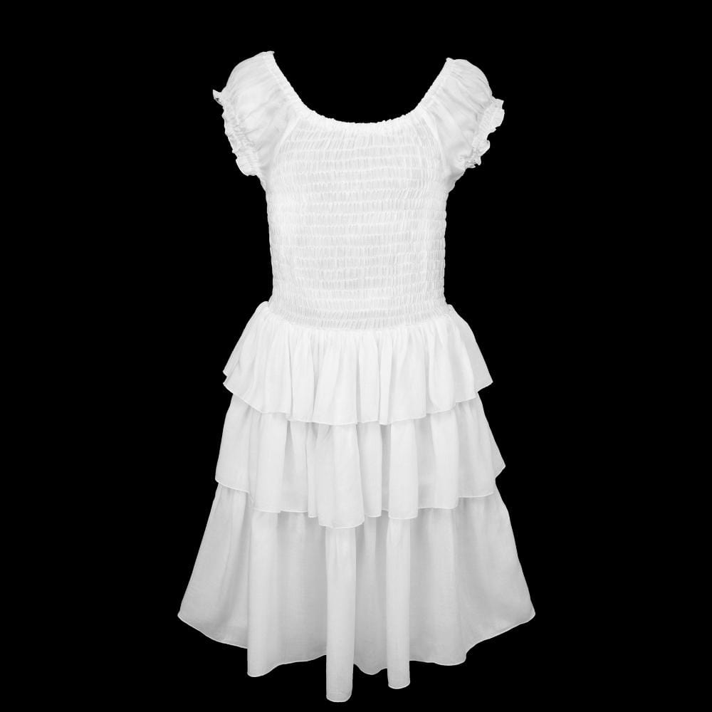 White Ruffle Sarong Dress ...